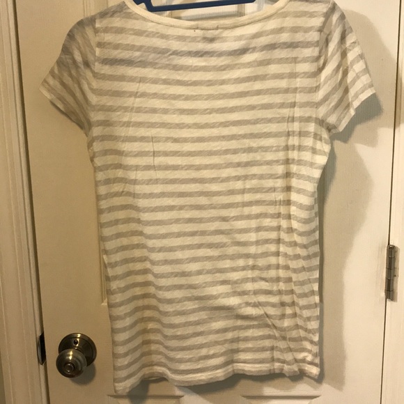 NWOT j.crow tan and grey stripes tee sz small - Picture 5 of 5